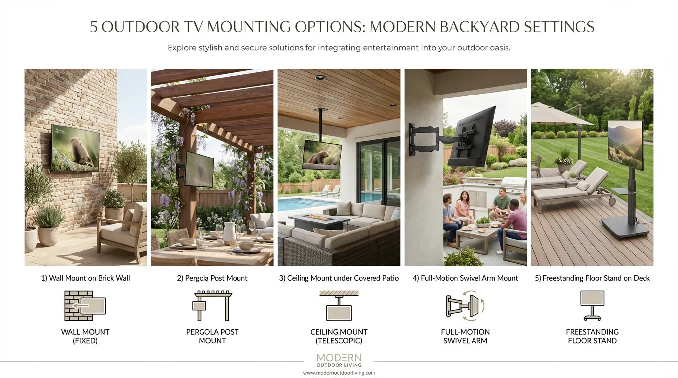 Five outdoor TV mounting options for backyard and patio