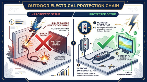 GFCI and surge protector setup for outdoor TV protection