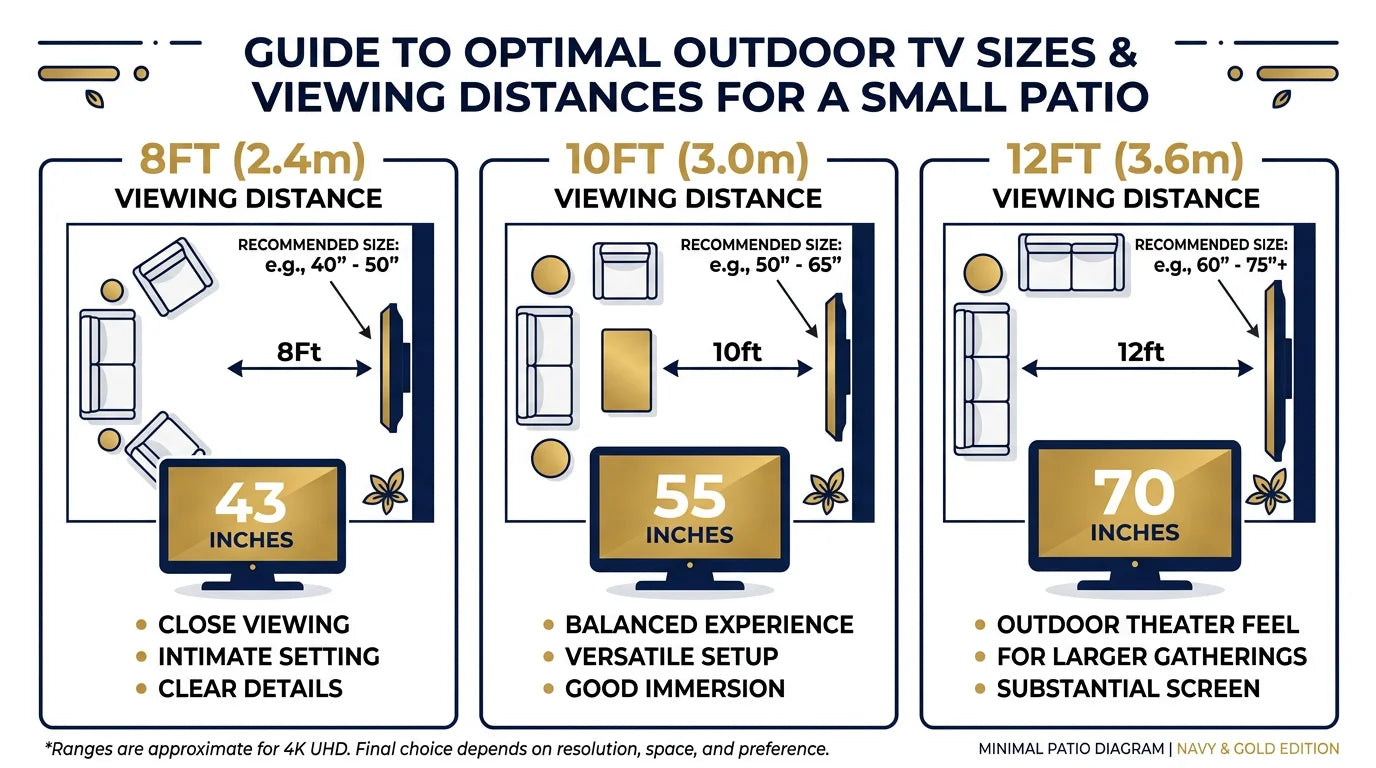 Outdoor TV size guide for small patio viewing distances
