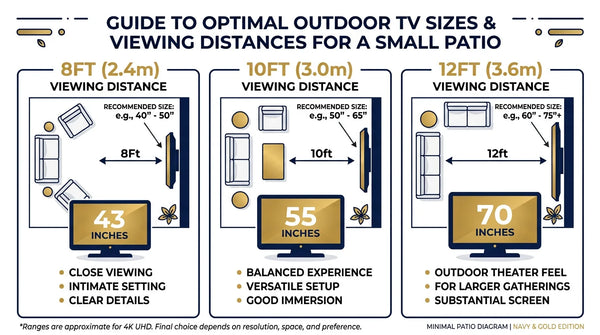 Outdoor TV size guide for small patio viewing distances